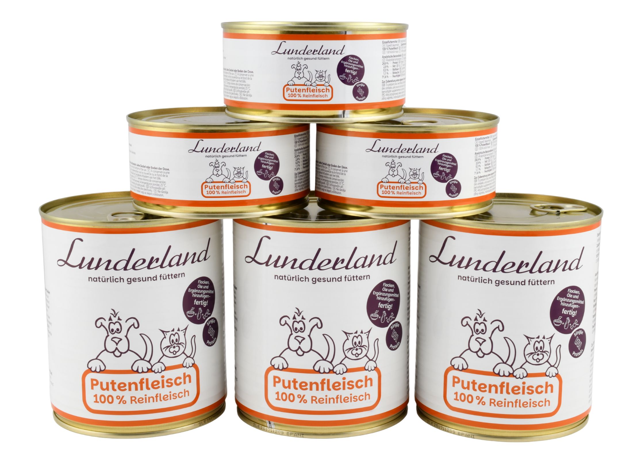 Lunderland Reinfleisch-Dose Putenfleisch: Hundefutter für Magen-Darm-empfindliche Hunde und Katzen
