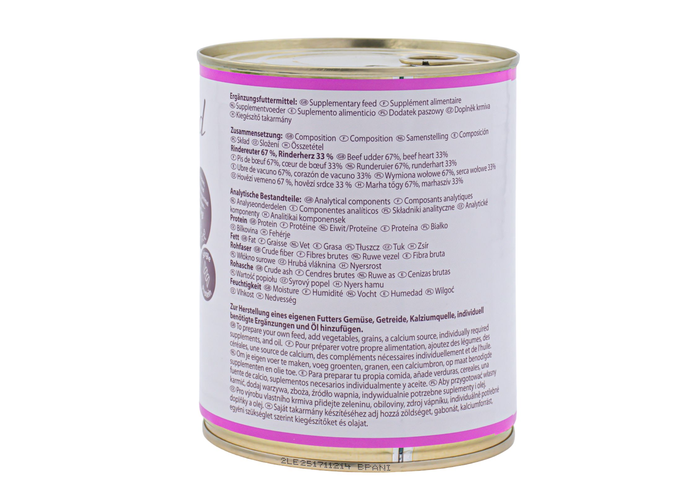 Reinfleisch Mix-Dose Euter + Herz vom Rind